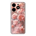 Полупрозрачный дизайнерский силиконовый с усиленными углами чехол для Tecno Spark 10 Розовые розы