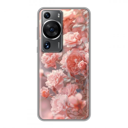 Полупрозрачный дизайнерский силиконовый чехол для Huawei P60 Розовые розы