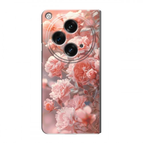 Полупрозрачный дизайнерский пластиковый чехол для OPPO Find N3 Розовые розы