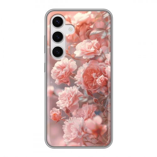 Полупрозрачный дизайнерский пластиковый чехол для Samsung Galaxy S24 Розовые розы