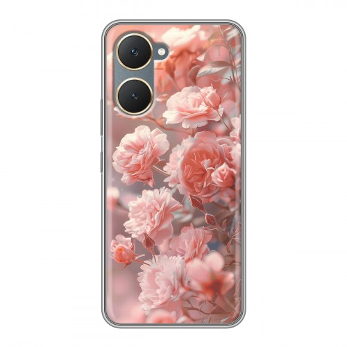 Полупрозрачный дизайнерский пластиковый чехол для Vivo Y03 Розовые розы