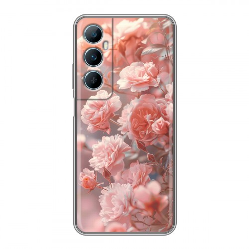 Полупрозрачный дизайнерский пластиковый чехол для Realme C65 Розовые розы