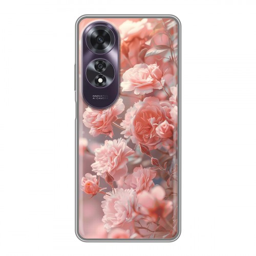 Полупрозрачный дизайнерский пластиковый чехол для OPPO A60 Розовые розы