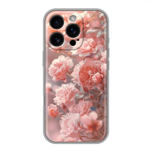 Полупрозрачный дизайнерский пластиковый чехол для Iphone 16 Pro Розовые розы