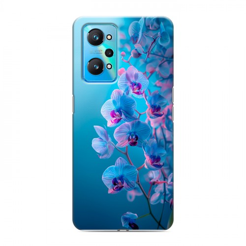 Полупрозрачный дизайнерский силиконовый чехол для Realme GT Neo 2 голубые орхидеи