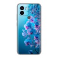 Полупрозрачный дизайнерский силиконовый чехол для Xiaomi Redmi A1 Plus голубые орхидеи
