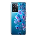 Полупрозрачный дизайнерский пластиковый чехол для OPPO A57s голубые орхидеи