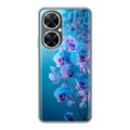 Полупрозрачный дизайнерский силиконовый с усиленными углами чехол для Huawei Nova 11i голубые орхидеи