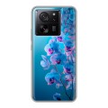 Полупрозрачный дизайнерский силиконовый чехол для Xiaomi 13T голубые орхидеи