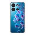 Полупрозрачный дизайнерский силиконовый чехол для Itel A60s голубые орхидеи