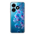 Полупрозрачный дизайнерский пластиковый чехол для Tecno Spark Go 2024 голубые орхидеи