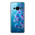 Полупрозрачный дизайнерский силиконовый чехол для Xiaomi RedMi A3 голубые орхидеи
