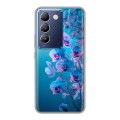 Полупрозрачный дизайнерский силиконовый чехол для Vivo V30 Lite голубые орхидеи