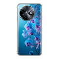 Полупрозрачный дизайнерский силиконовый чехол для Itel S24 голубые орхидеи
