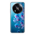 Полупрозрачный дизайнерский силиконовый чехол для Itel RS4 голубые орхидеи