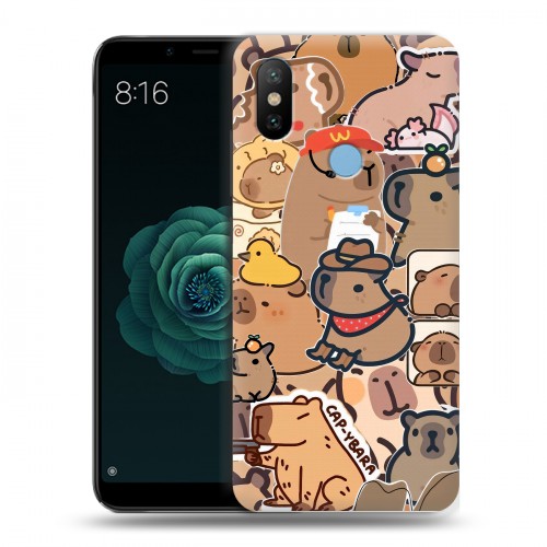 Дизайнерский силиконовый чехол для Xiaomi Mi A2 капибара
