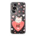 Полупрозрачный дизайнерский силиконовый с усиленными углами чехол для Huawei Nova 11 котенок и сердечко