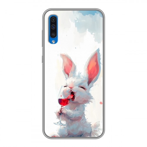 Полупрозрачный дизайнерский пластиковый чехол для Samsung Galaxy A50 кролик зайчик