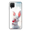 Полупрозрачный дизайнерский пластиковый чехол для Samsung Galaxy A12 кролик зайчик