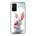 Полупрозрачный дизайнерский силиконовый с усиленными углами чехол для OPPO A55 кролик зайчик