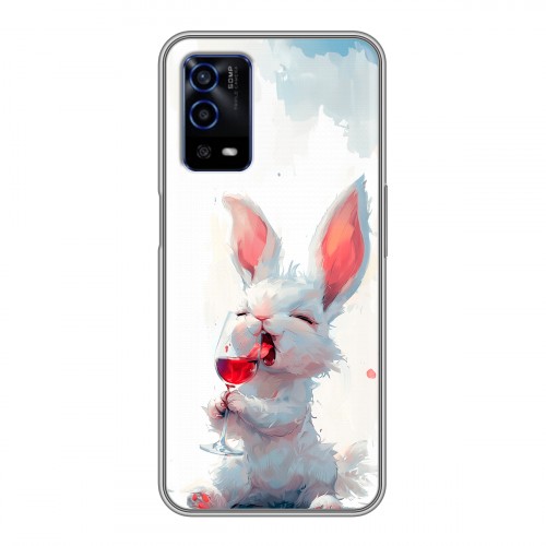 Полупрозрачный дизайнерский силиконовый с усиленными углами чехол для OPPO A55 кролик зайчик