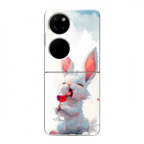 Полупрозрачный дизайнерский пластиковый чехол для Huawei P50 Pocket кролик зайчик