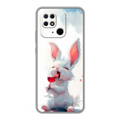 Полупрозрачный дизайнерский пластиковый чехол для Xiaomi Redmi 10C кролик зайчик