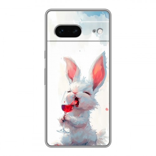 Полупрозрачный дизайнерский пластиковый чехол для Google Pixel 7 кролик зайчик