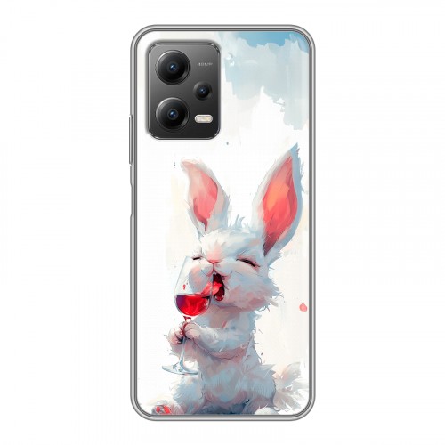 Полупрозрачный дизайнерский силиконовый чехол для Xiaomi Poco X5 кролик зайчик
