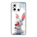 Полупрозрачный дизайнерский силиконовый с усиленными углами чехол для Xiaomi RedMi 12C кролик зайчик