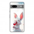 Полупрозрачный дизайнерский пластиковый чехол для Google Pixel 7A кролик зайчик
