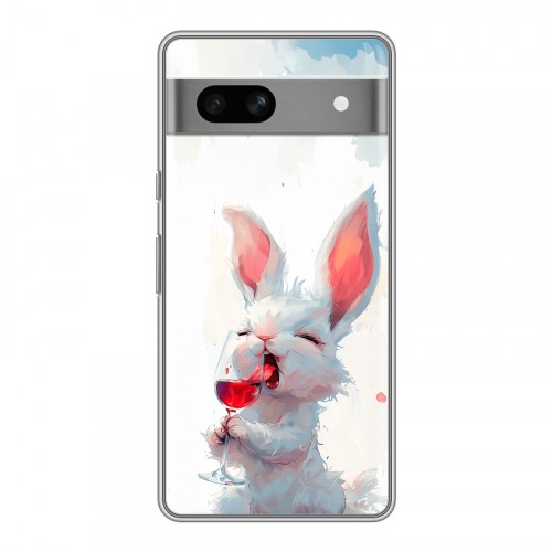 Полупрозрачный дизайнерский пластиковый чехол для Google Pixel 7A кролик зайчик