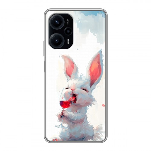 Полупрозрачный дизайнерский силиконовый чехол для XIaomi Poco F5 кролик зайчик
