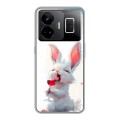 Полупрозрачный дизайнерский силиконовый чехол для Realme GT3 кролик зайчик