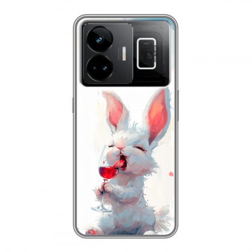 Полупрозрачный дизайнерский силиконовый чехол для Realme GT3 кролик зайчик