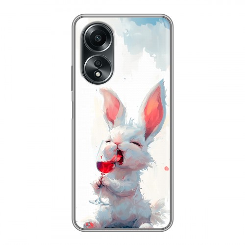 Полупрозрачный дизайнерский пластиковый чехол для OPPO A58 4G кролик зайчик