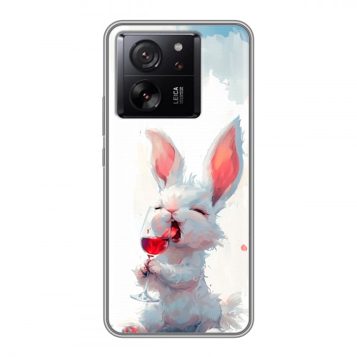 Полупрозрачный дизайнерский пластиковый чехол для Xiaomi 13T кролик зайчик
