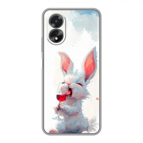 Полупрозрачный дизайнерский пластиковый чехол для OPPO A38 4G кролик зайчик