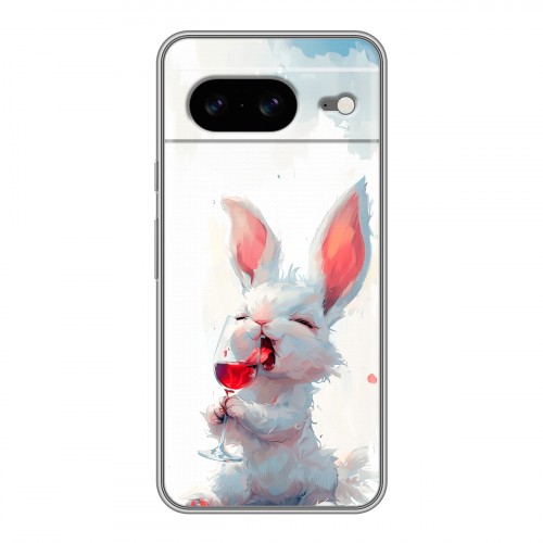 Полупрозрачный дизайнерский пластиковый чехол для Google Pixel 8 кролик зайчик
