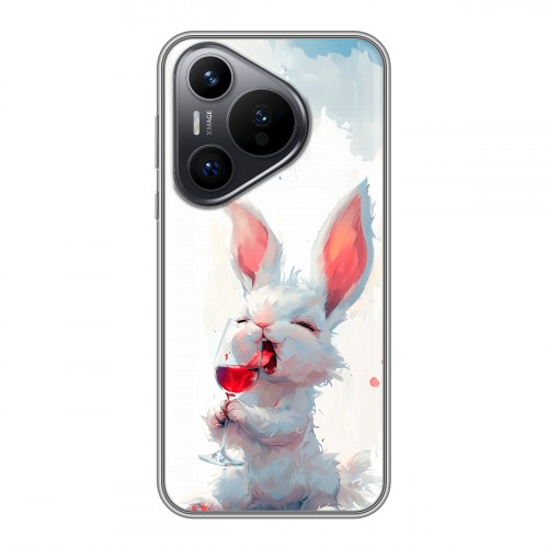 Полупрозрачный дизайнерский пластиковый чехол для Huawei Pura 70 кролик зайчик