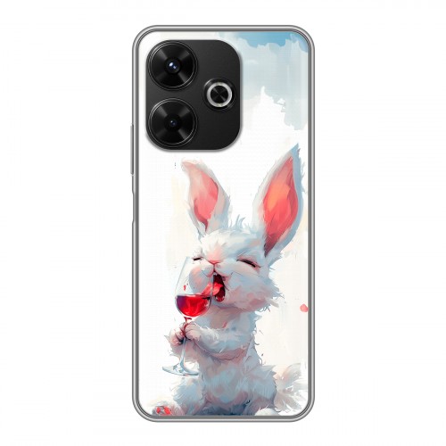 Полупрозрачный дизайнерский пластиковый чехол для RedMi 13 4G кролик зайчик