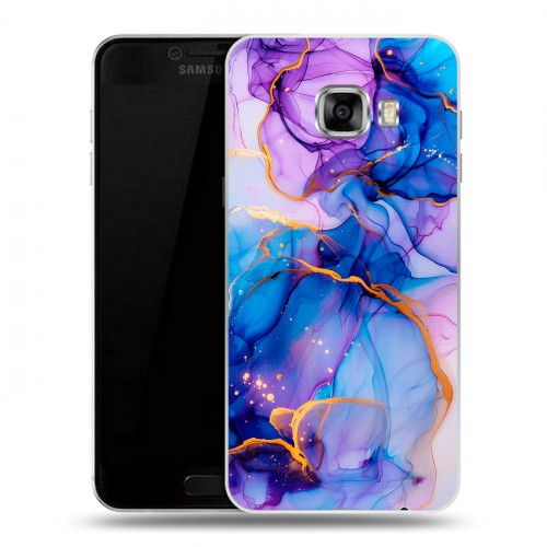 Дизайнерский пластиковый чехол для Samsung Galaxy C5 синий мрамор