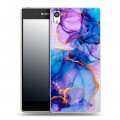 Дизайнерский пластиковый чехол для Sony Xperia E5 синий мрамор