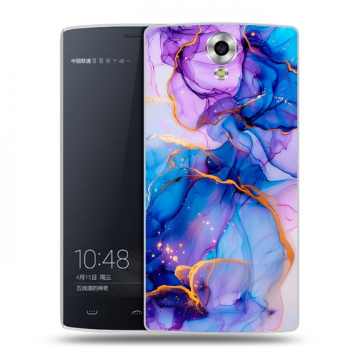 Дизайнерский силиконовый чехол для Homtom HT7 синий мрамор