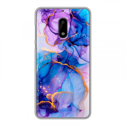 Дизайнерский пластиковый чехол для Nokia 6 синий мрамор