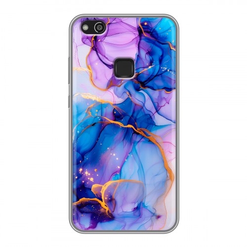 Дизайнерский силиконовый чехол для Huawei P10 Lite синий мрамор