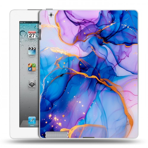 Дизайнерский пластиковый чехол для Ipad 2/3/4 синий мрамор
