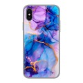 Дизайнерский силиконовый чехол для Iphone x10 синий мрамор
