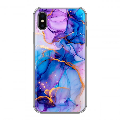Дизайнерский силиконовый чехол для Iphone x10 синий мрамор