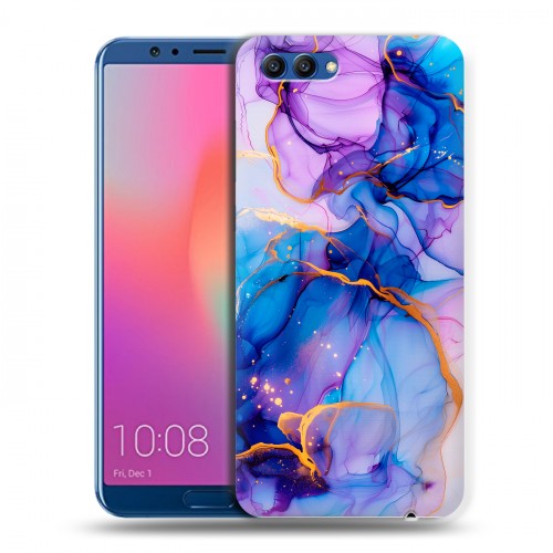 Дизайнерский пластиковый чехол для Huawei Honor View 10 синий мрамор